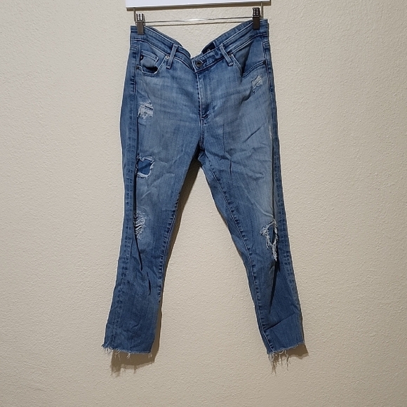 Ag Adriano Goldschmied Denim - Ag Adriano Goldschmied Blue Skinny Jeans with Distressed Detailing
